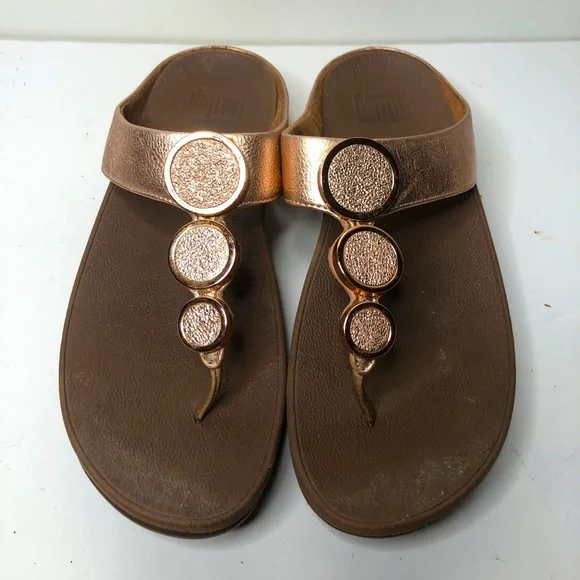 Fitflop Shoes Fitflop Halo Rose Gold Leather Thong Sandal Size